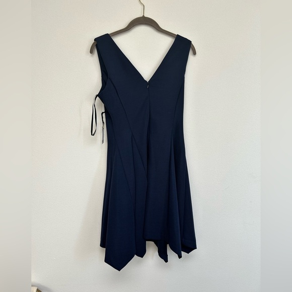 NWT KENSIE Women's Navy Ribbed Ottoman Pockets Fit & Flare Dress 6 - Picture 6 of 10